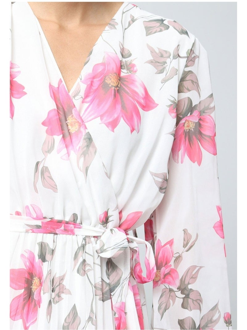 Abito lungo Kebello Bianco Rosa - Kiabi