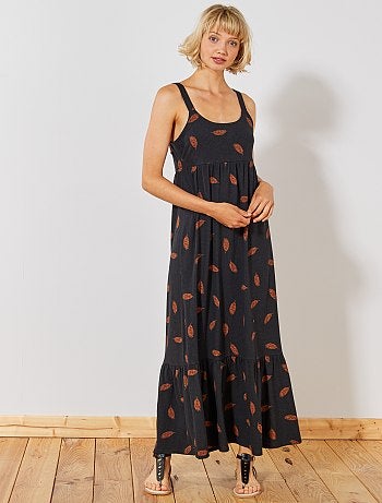 Donna dalla 38 alla 52 , Abito lungo maglia stampata , Kiabi