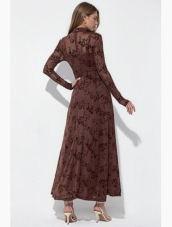 Abito lungo maxi a fiori con mezzo dolcevita hiccup