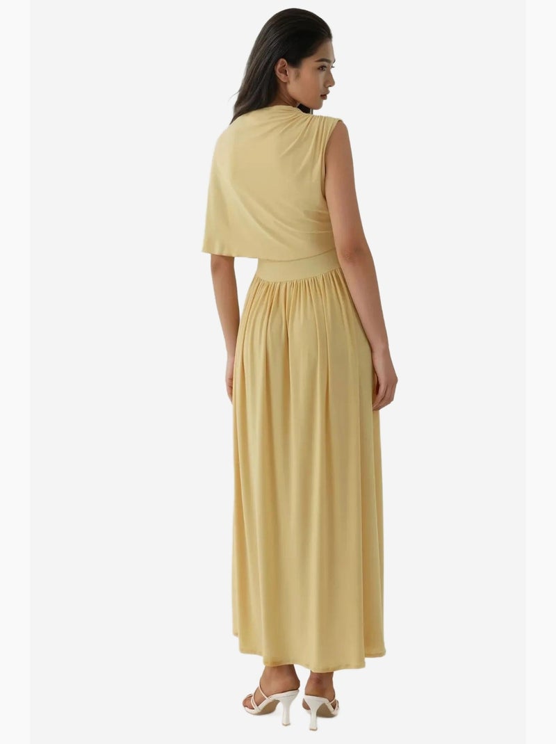 Abito lungo off-shoulder con colletto asimmetrico hiccup Giallo limone - Kiabi