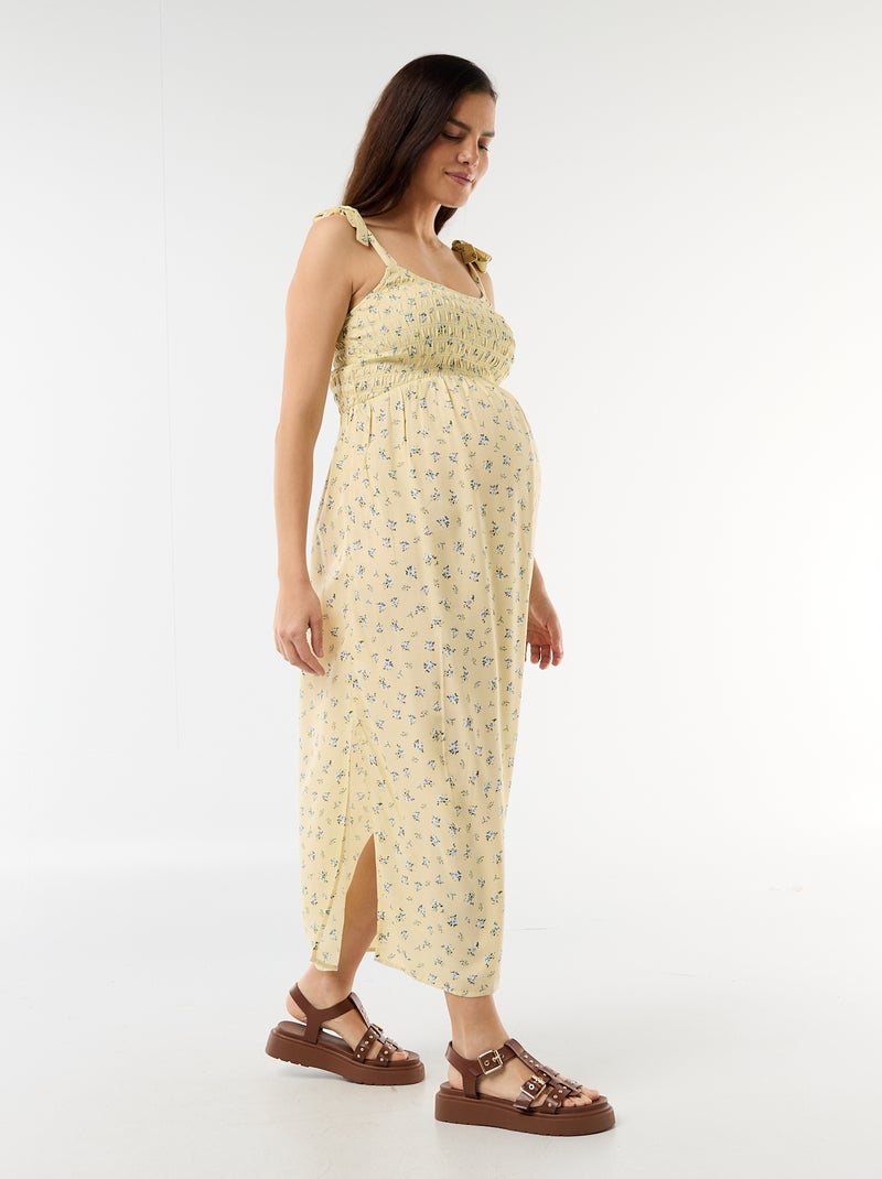 Abito lungo premaman smockato Giallo - Kiabi