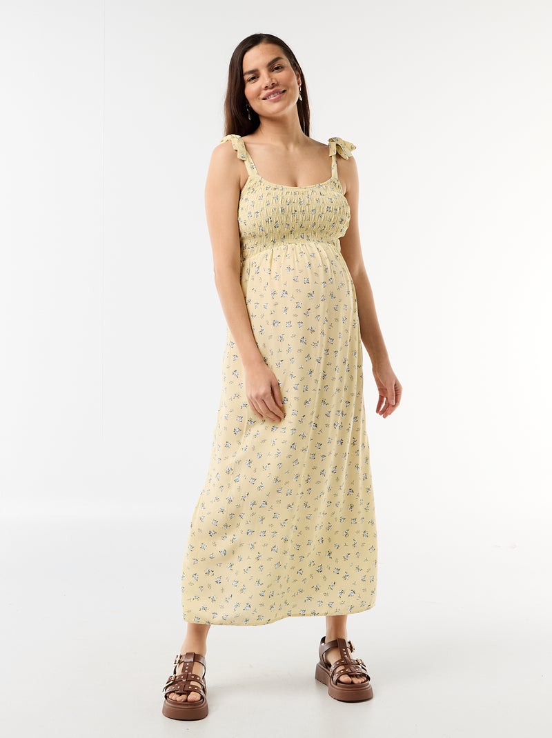 Abito lungo premaman smockato Giallo - Kiabi