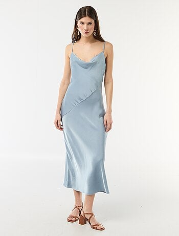 Abito lungo satinato a spalline sottili