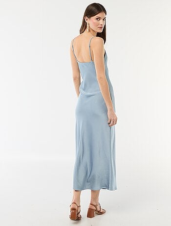 Abito lungo satinato a spalline sottili