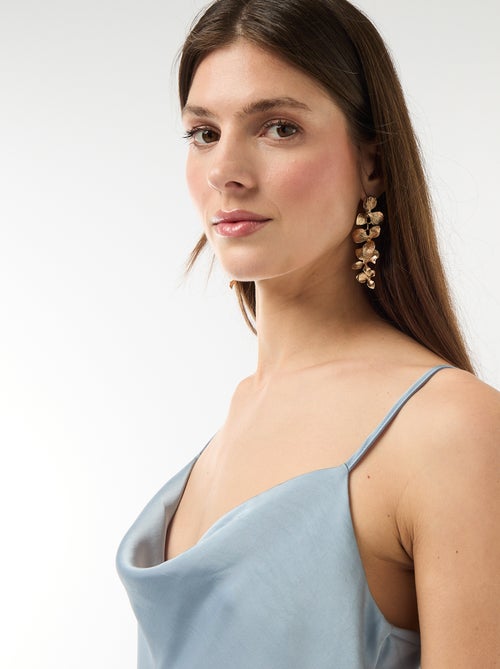 Abito lungo satinato a spalline sottili - Kiabi