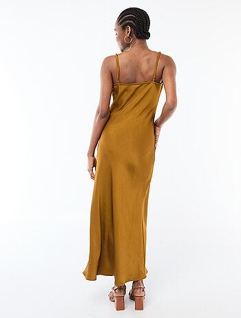 Abito lungo satinato a spalline sottili