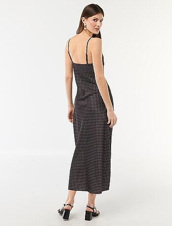 Abito lungo satinato a spalline sottili