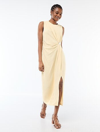 Abito lungo senza maniche con effetto drappeggiato