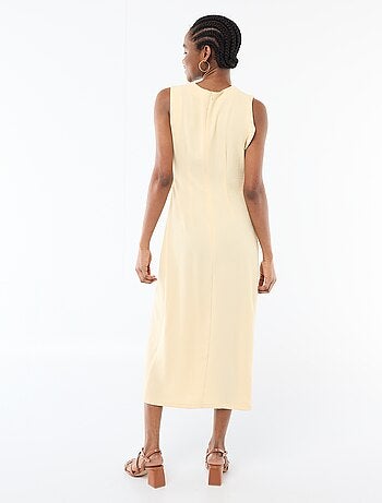 Abito lungo senza maniche con effetto drappeggiato