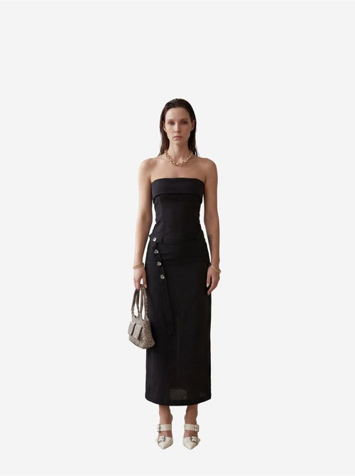 Abito lungo senza spalline con cintura my fashion - Kiabi