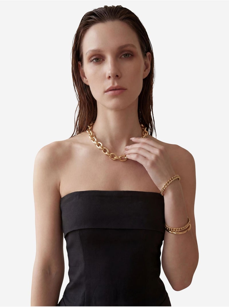 Abito lungo senza spalline con cintura my fashion Nero - Kiabi