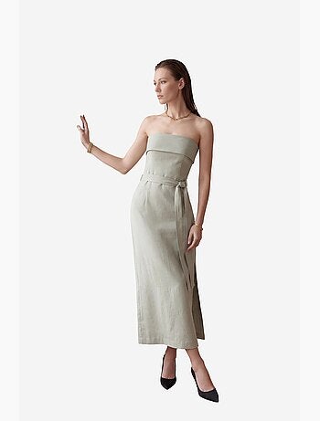 Abito lungo senza spalline con cintura my fashion