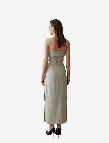 Abito lungo senza spalline con cintura my fashion