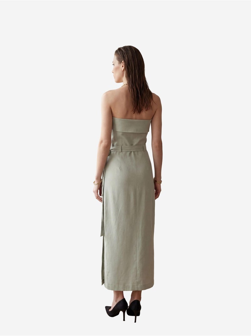 Abito lungo senza spalline con cintura my fashion Verde pastello - Kiabi