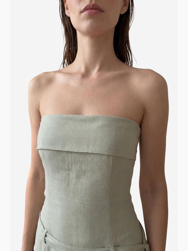 Abito lungo senza spalline con cintura my fashion Verde pastello - Kiabi