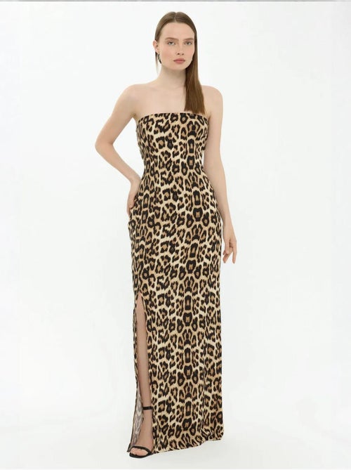 Abito lungo senza spalline con stampa animalier hiccup - Kiabi Abito lungo senza spalline con stampa animalier hiccup - Kiabi
