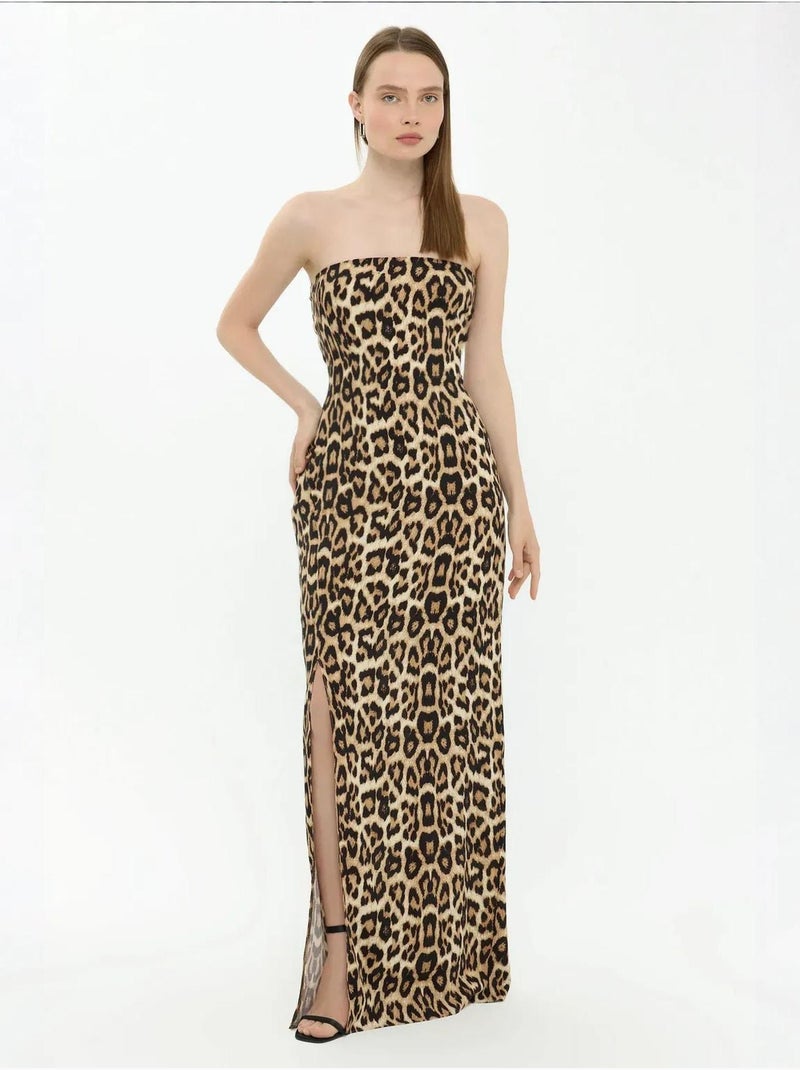 Abito lungo senza spalline con stampa animalier hiccup Multicolore - Kiabi