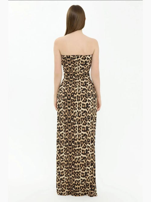 Abito lungo senza spalline con stampa animalier hiccup - Kiabi Abito lungo senza spalline con stampa animalier hiccup - Kiabi