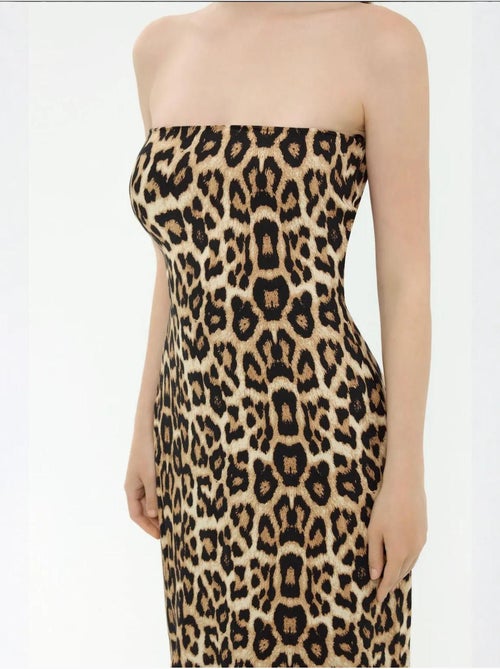 Abito lungo senza spalline con stampa animalier hiccup - Kiabi Abito lungo senza spalline con stampa animalier hiccup - Kiabi