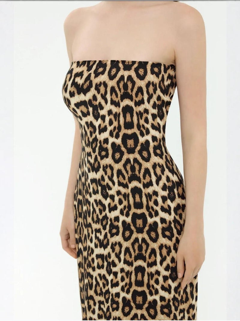 Abito lungo senza spalline con stampa animalier hiccup Multicolore - Kiabi