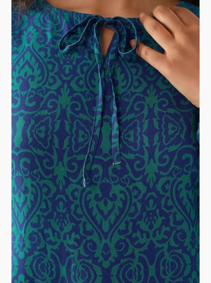Abito lungo stampato a forma di a con scollo rotondo hiccup Verde scuro - Kiabi