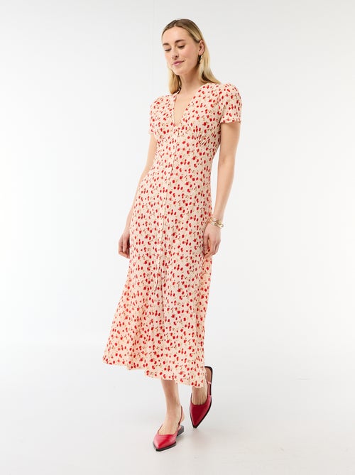 Abito lungo stampato all-over fine - Kiabi