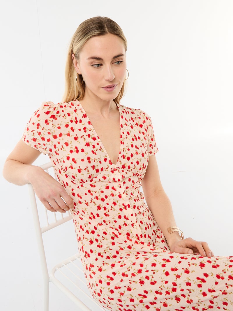 Abito lungo stampato all-over fine Bianco - Kiabi