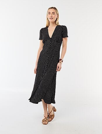 Abito lungo stampato all-over fine