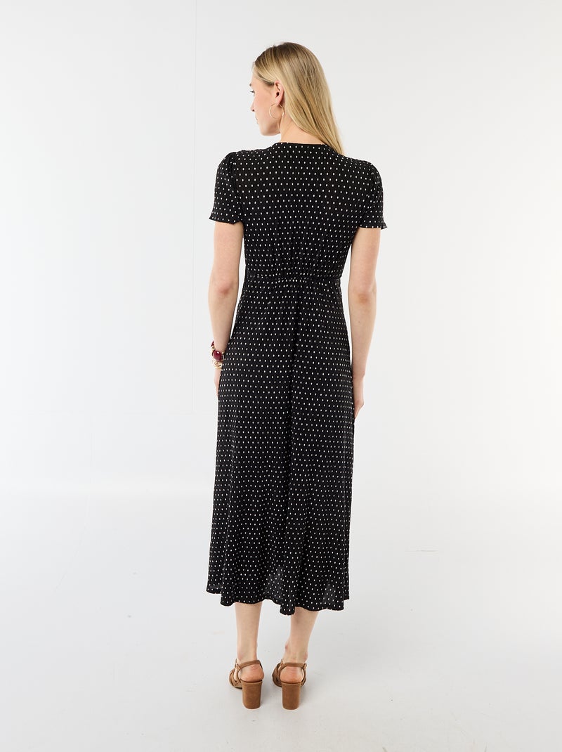 Abito lungo stampato all-over fine Nero - Kiabi