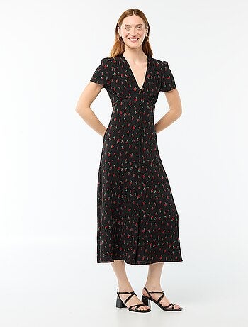 Abito lungo stampato all-over fine