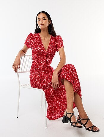 Abito lungo stampato all-over fine