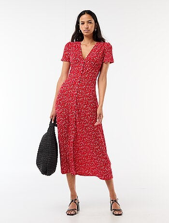 Abito lungo stampato all-over fine