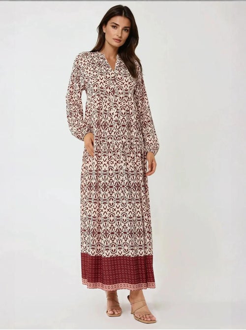 Abito lungo stampato con colletto a camicia hiccup - Kiabi Abito lungo stampato con colletto a camicia hiccup - Kiabi