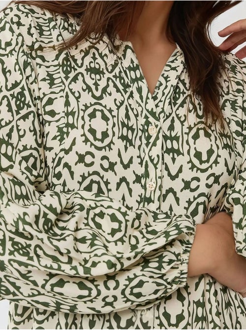 Abito lungo stampato con colletto a camicia hiccup - Kiabi Abito lungo stampato con colletto a camicia hiccup - Kiabi