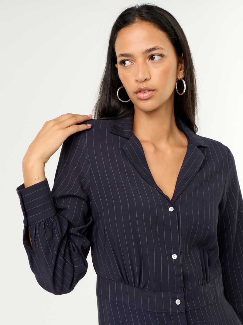 Abito lungo taglio camicia Blu - Kiabi