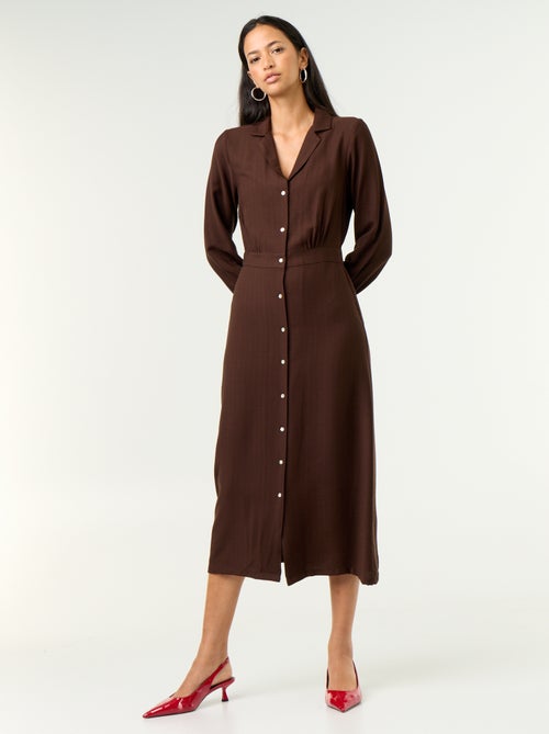 Abito lungo taglio camicia - Kiabi