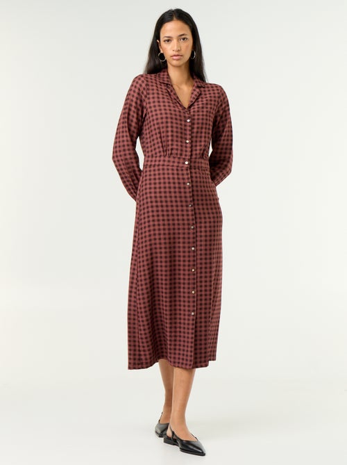 Abito lungo taglio camicia - Kiabi
