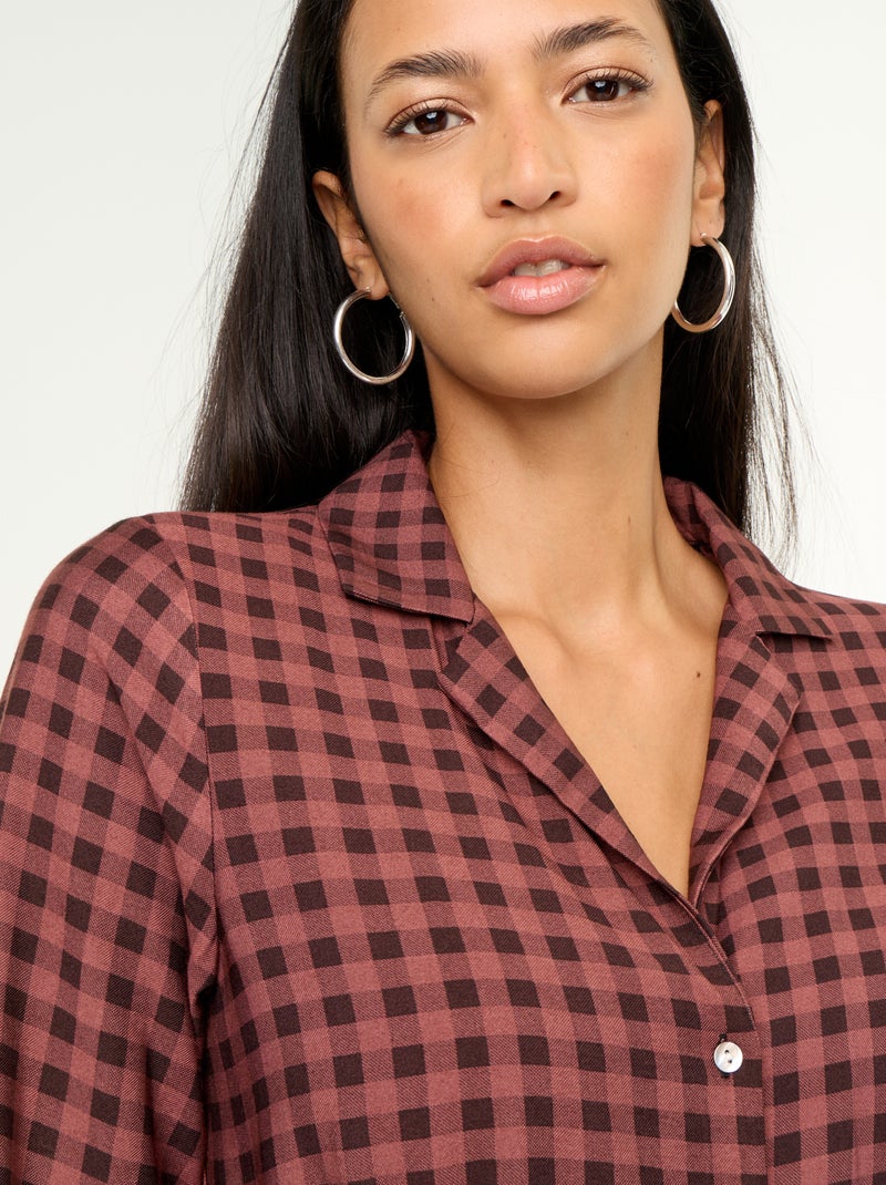 Abito lungo taglio camicia Marrone - Kiabi