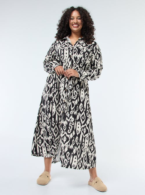 Abito lungo taglio chemisier con cintura in vita - Kiabi