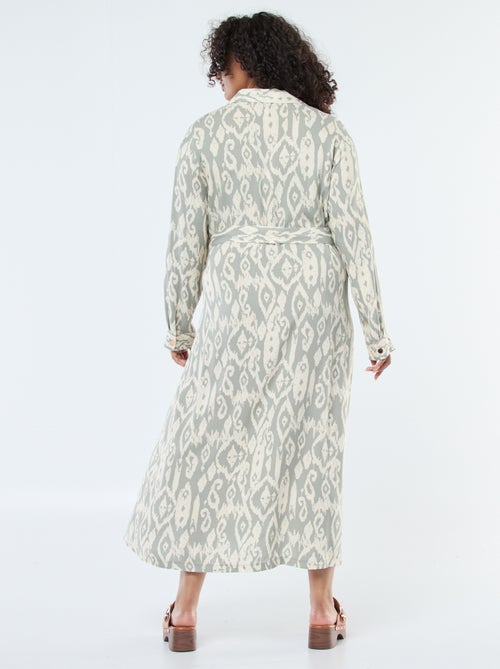 Abito lungo taglio chemisier con cintura in vita - Kiabi