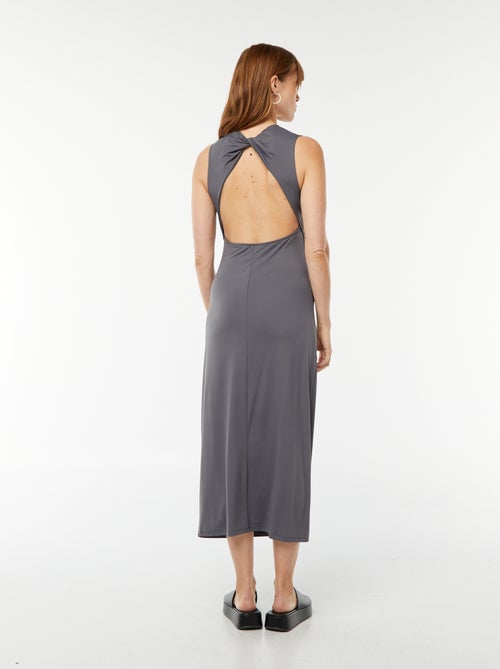 Abito lungo tinta unita con schiena scoperta - Kiabi