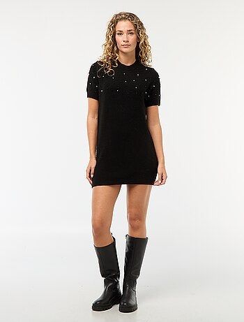 Abito maglia a maglione morbido con perle