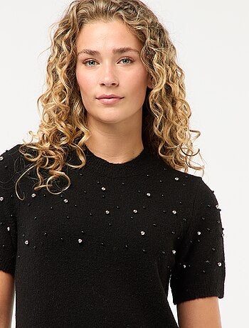 Abito maglia a maglione morbido con perle
