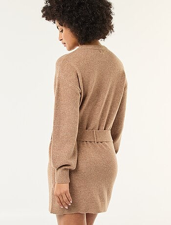 Abito maglia a maniche lunghe con cintura