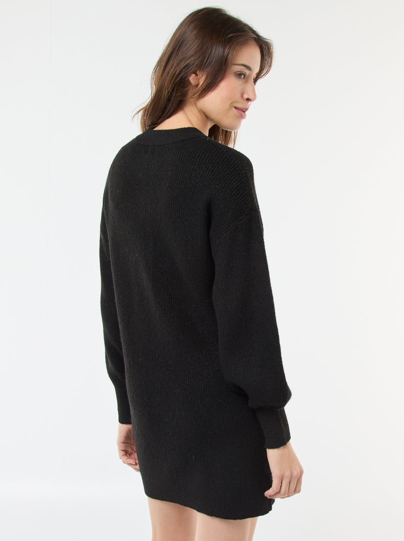 Abito maglia con bottoni dorati Nero - Kiabi
