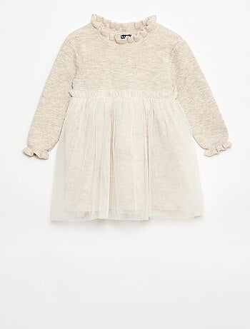 Abito maglia con gonna in tulle