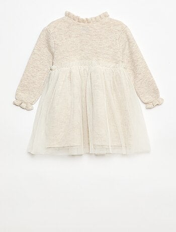 Abito maglia con gonna in tulle