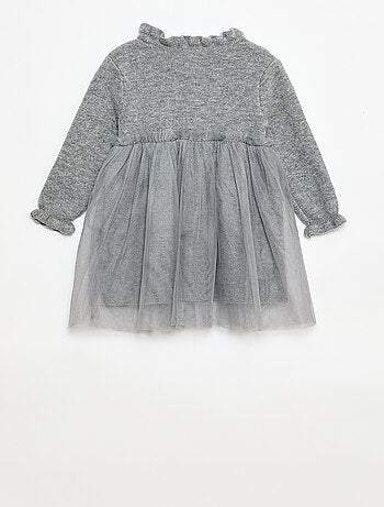 Abito maglia con gonna in tulle