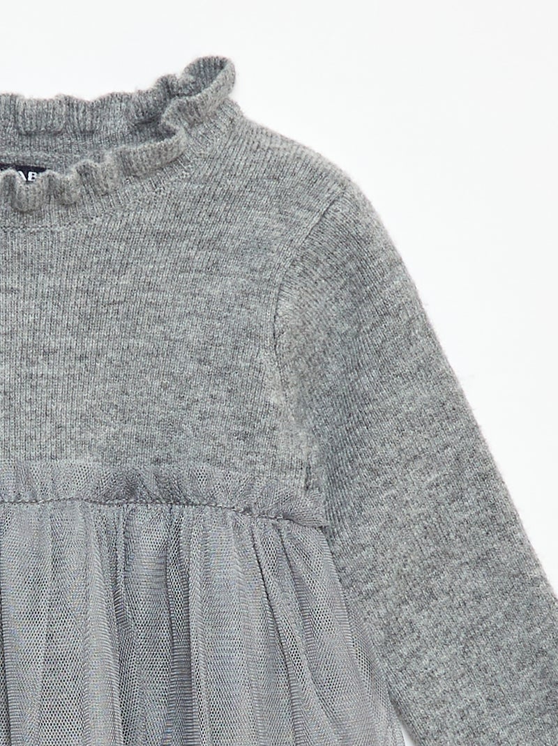 Abito maglia con gonna in tulle Grigio - Kiabi