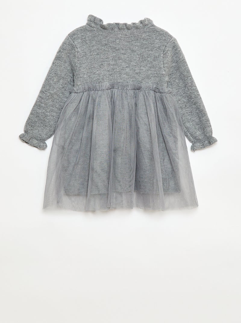 Abito maglia con gonna in tulle Grigio - Kiabi